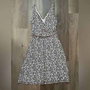 Boden Black and White Floral Midi Dress